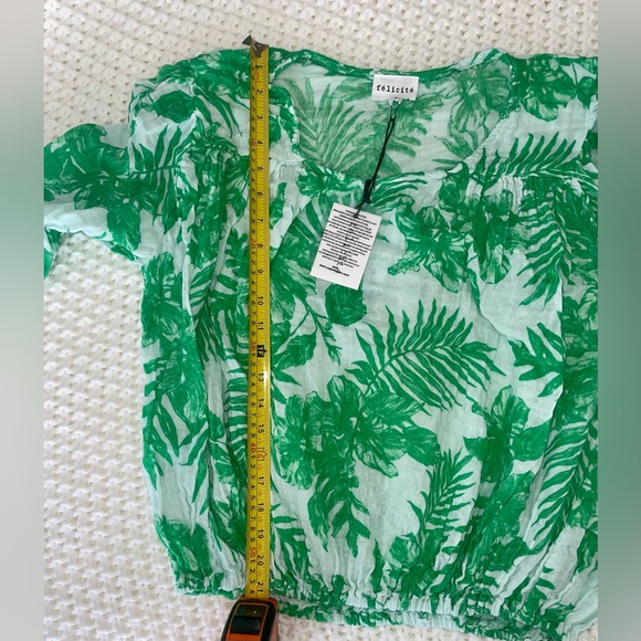Felicite Green Palm Cotton Gauze Top NWT - Picture 4 of 8